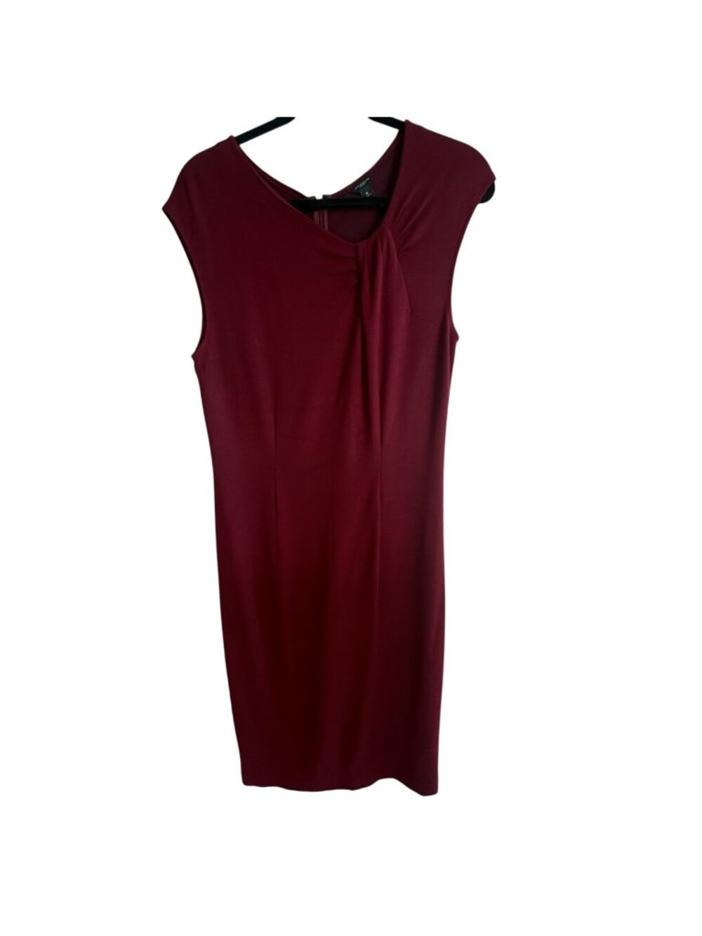 Ann Taylor Burgundy Sleeveless Knot-Front Sheath Dress Size 6 Casual + Work